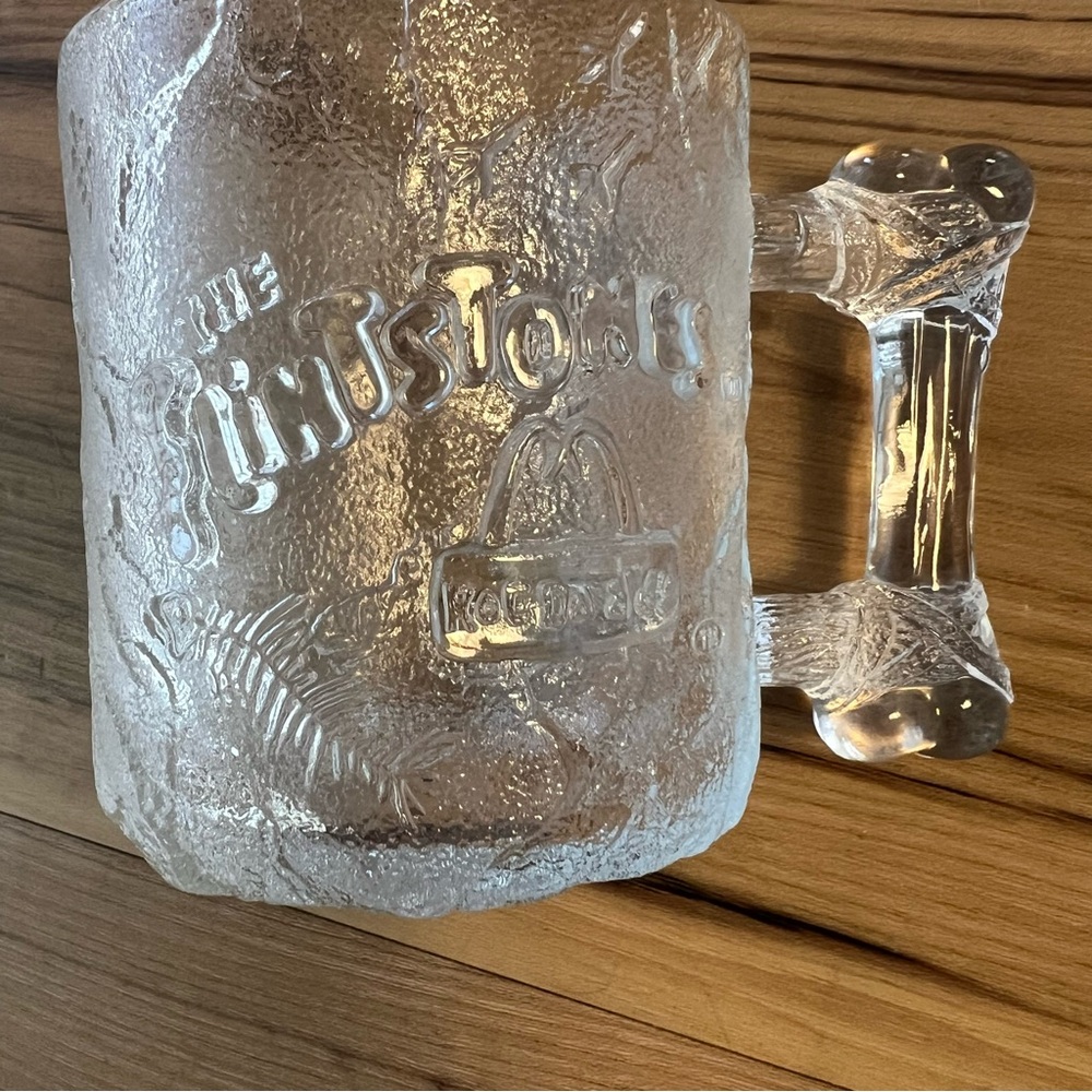Flinstones McDonalds 1993 Vintage glass mug cup retro etched‎ glass bedrock USA